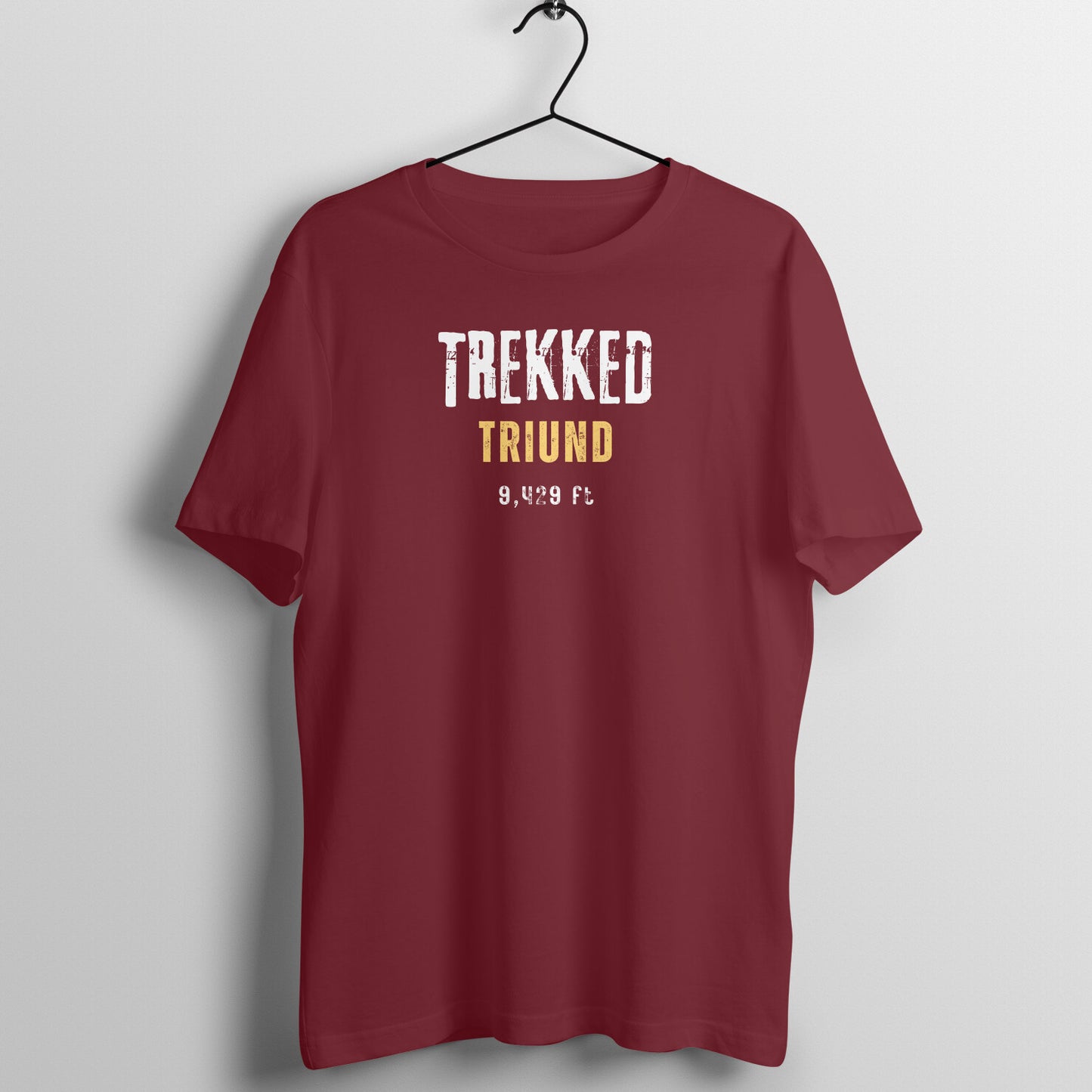 Roads to India Travel Tees - Trekked Triund - Unisex Regular Fit T-Shirt - Half Sleeve Crew Neck - 100% Combed Cotton, Sustainable Ink Print, BioWashed, Side-Seamed, Graphic Printed Trekking Tee