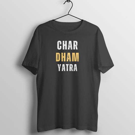 Roads to India Travel Tees - Char Dham Yatra - Unisex Regular Fit T-Shirt - Half Sleeve Crew Neck - 100% Combed Cotton, Sustainable Ink Print, BioWashed, Side-Seamed, Graphic Printed Trekking Tee