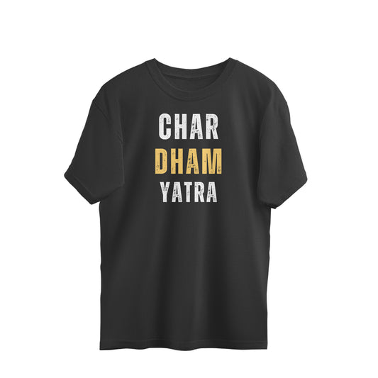 Roads to India Travel Tees - Char Dham Yatra - Unisex Oversized T-Shirt - Half Sleeve Crew Neck - 100% Combed Cotton, Sustainable Ink Print, BioWashed, Side-Seamed, Graphic Printed Trekking Tee