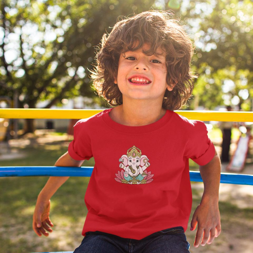 Cute Ganeshji Face - Unisex T-Shirt for Kids (1 to 6 Years) - Premium Quality